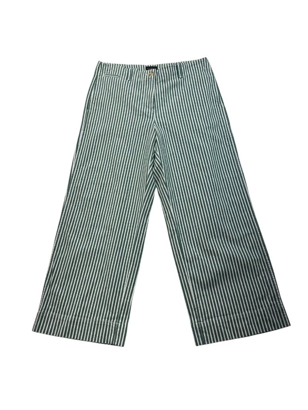 Talbots Wide Leg Pinstripe Pants Size 10 Petite NWT Green White Preppy Classic